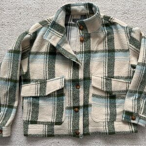 Bagatelle Green and Cream Plaid Jacket